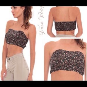 Free People Floral Rouched Bandeau Top